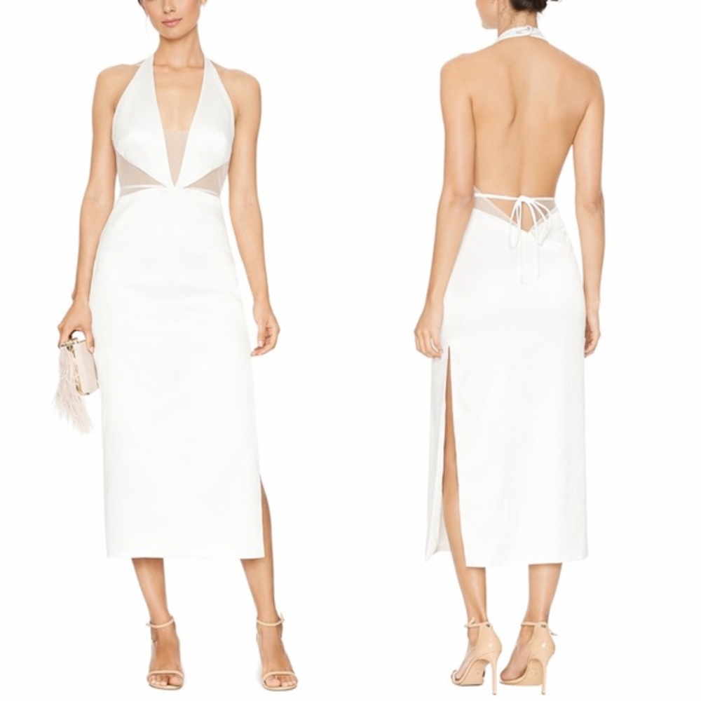 NBD Eliana Midi Dress Women's Small White Cutout Halter Cocktail Party